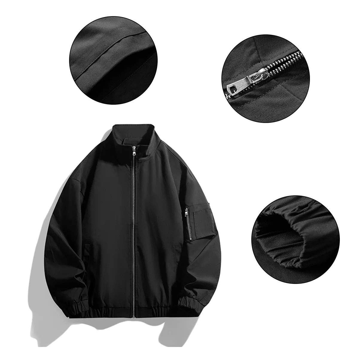 Water Resistant Bomber Coach Jacket With Stand Collar 2