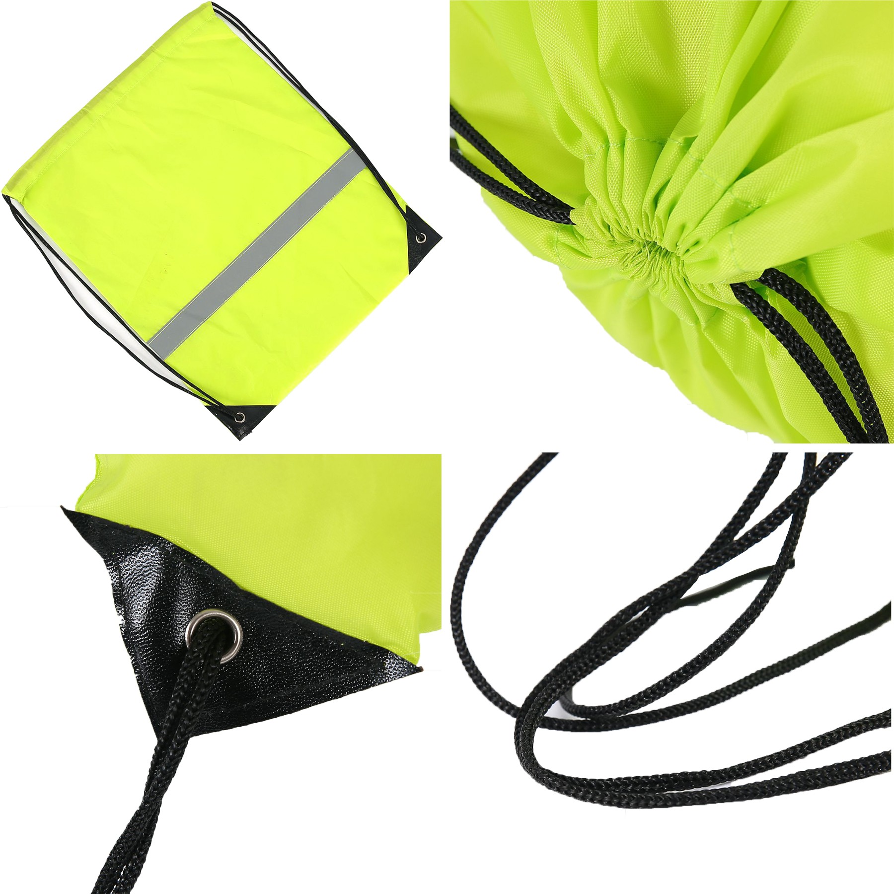 Reflective Stripe Polyester Drawstring Bag Backpack 2