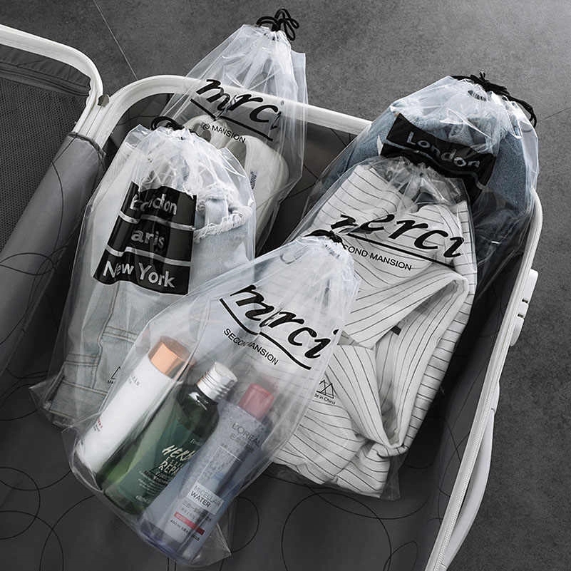 Reusable Transparent Plastic Drawstring Bag 3