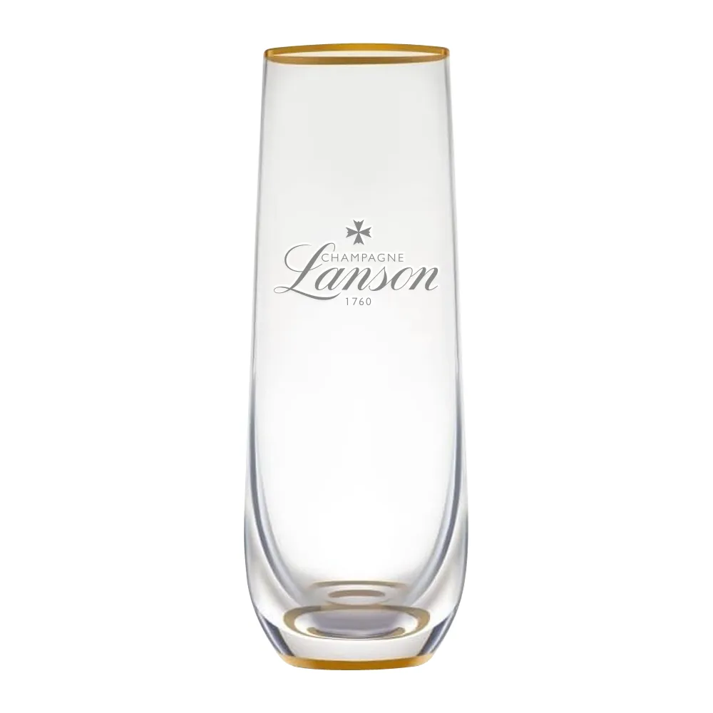 9oz. Gold Rimmed Stemless Champagne Flute 3