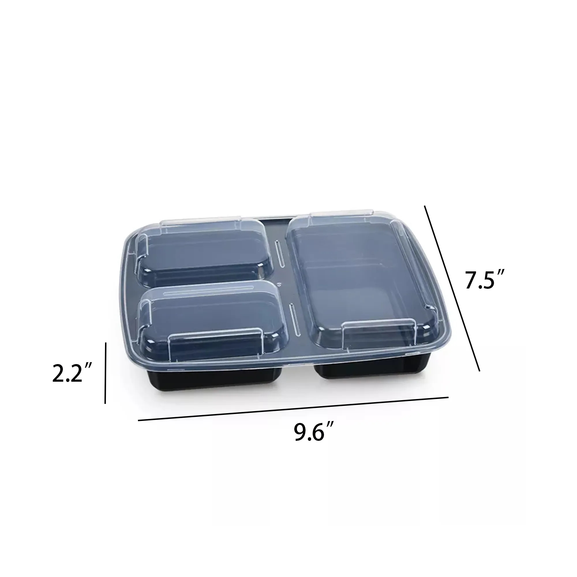 Plastic Three-Compartment Rectangular Bento Salad Lunch Box 3