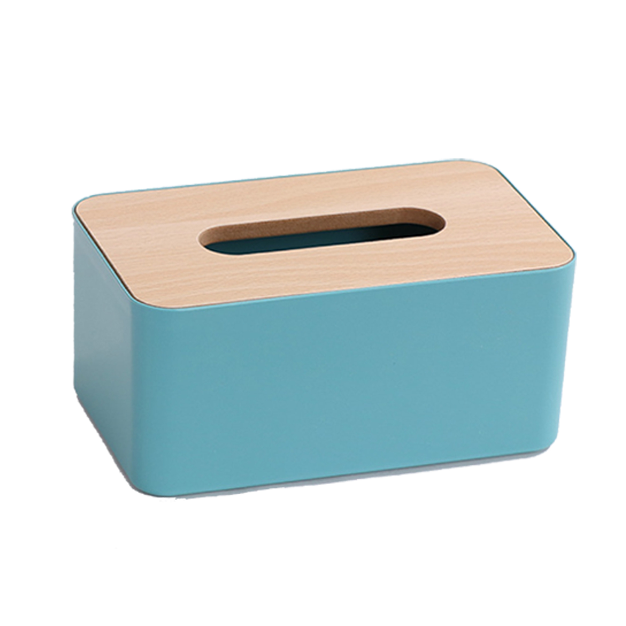 Plastic Tissue Box With Wood Lid 2