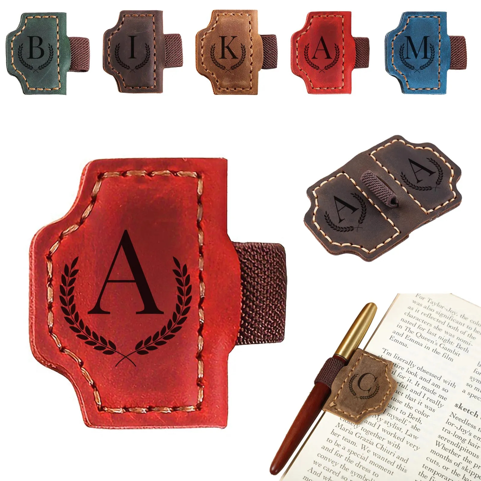 Magnetic Leather Bookmark with Pen Holder 5