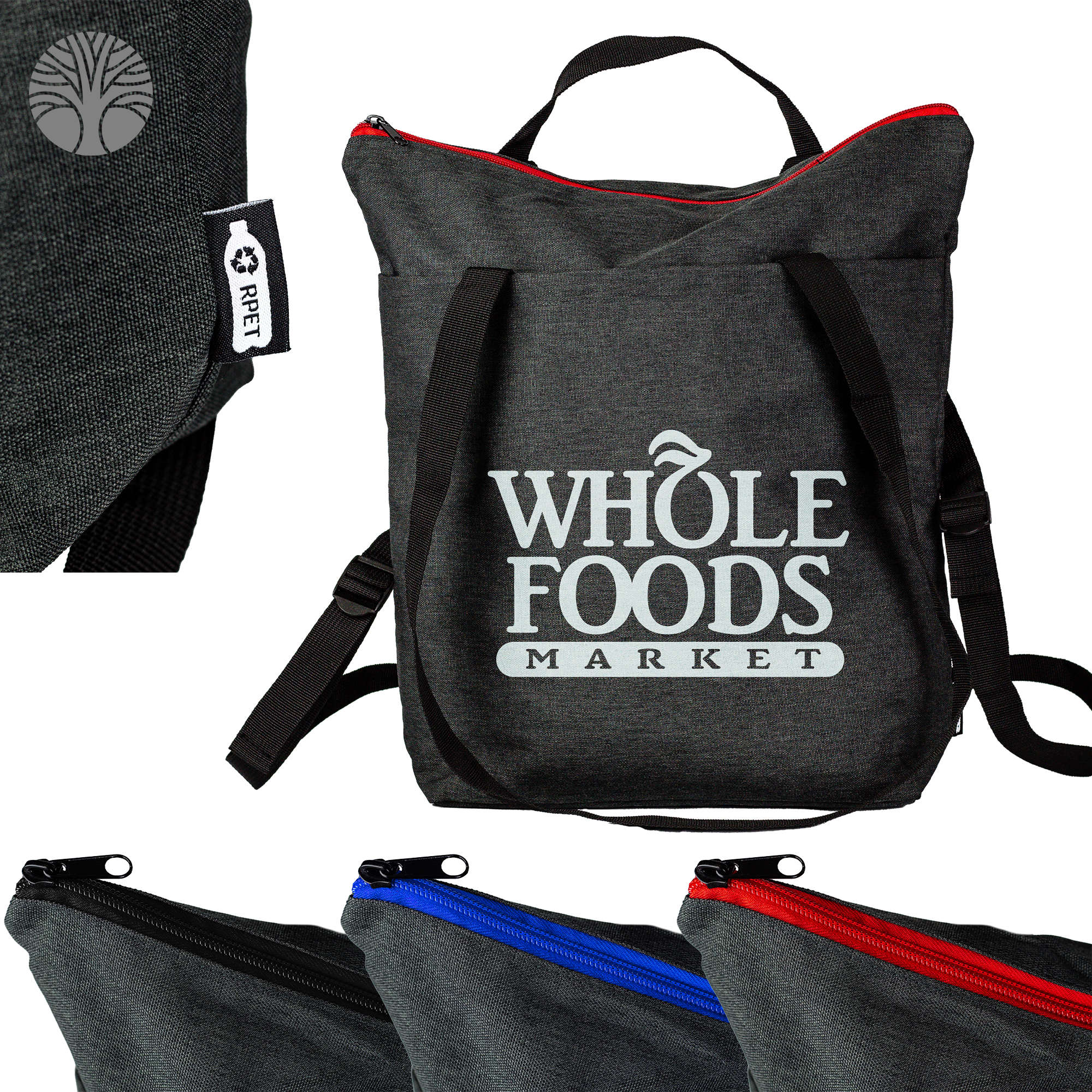Eco-Conscious 10" x 4" x 15"RPET Tote/Backpack 2