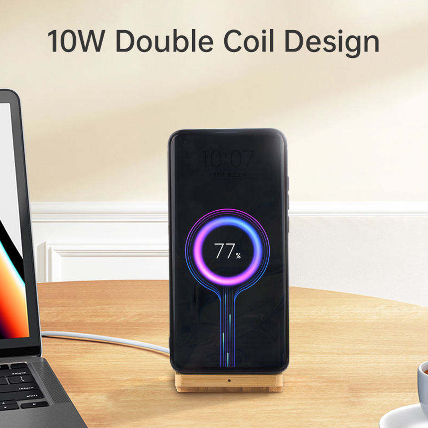 Bamboo Wireless Charger Phone Stand 1