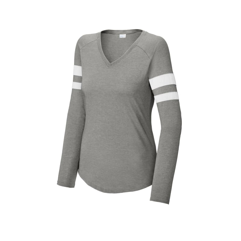 Sport-Tek Women's Halftime Stripe Long Sleeve V-Neck Tee 12