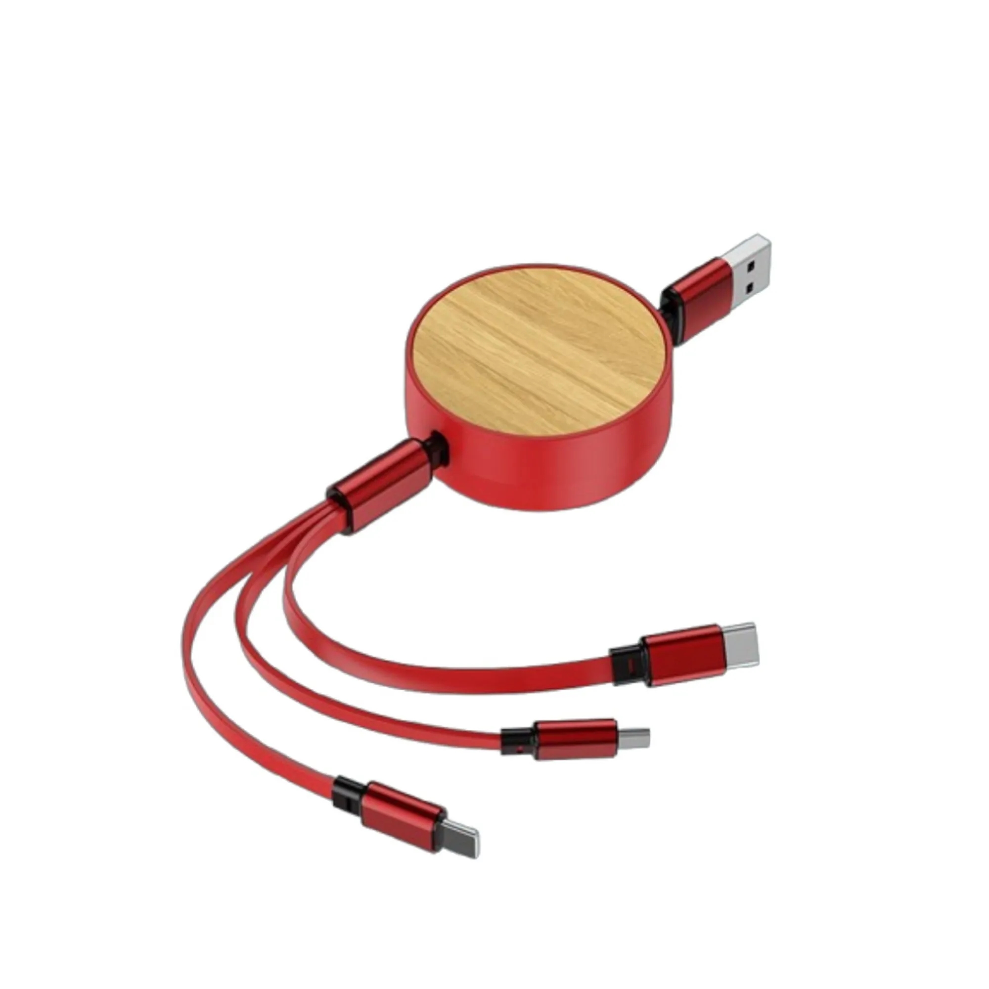 3-in-1 Bamboo Retractable Charging Cable 5