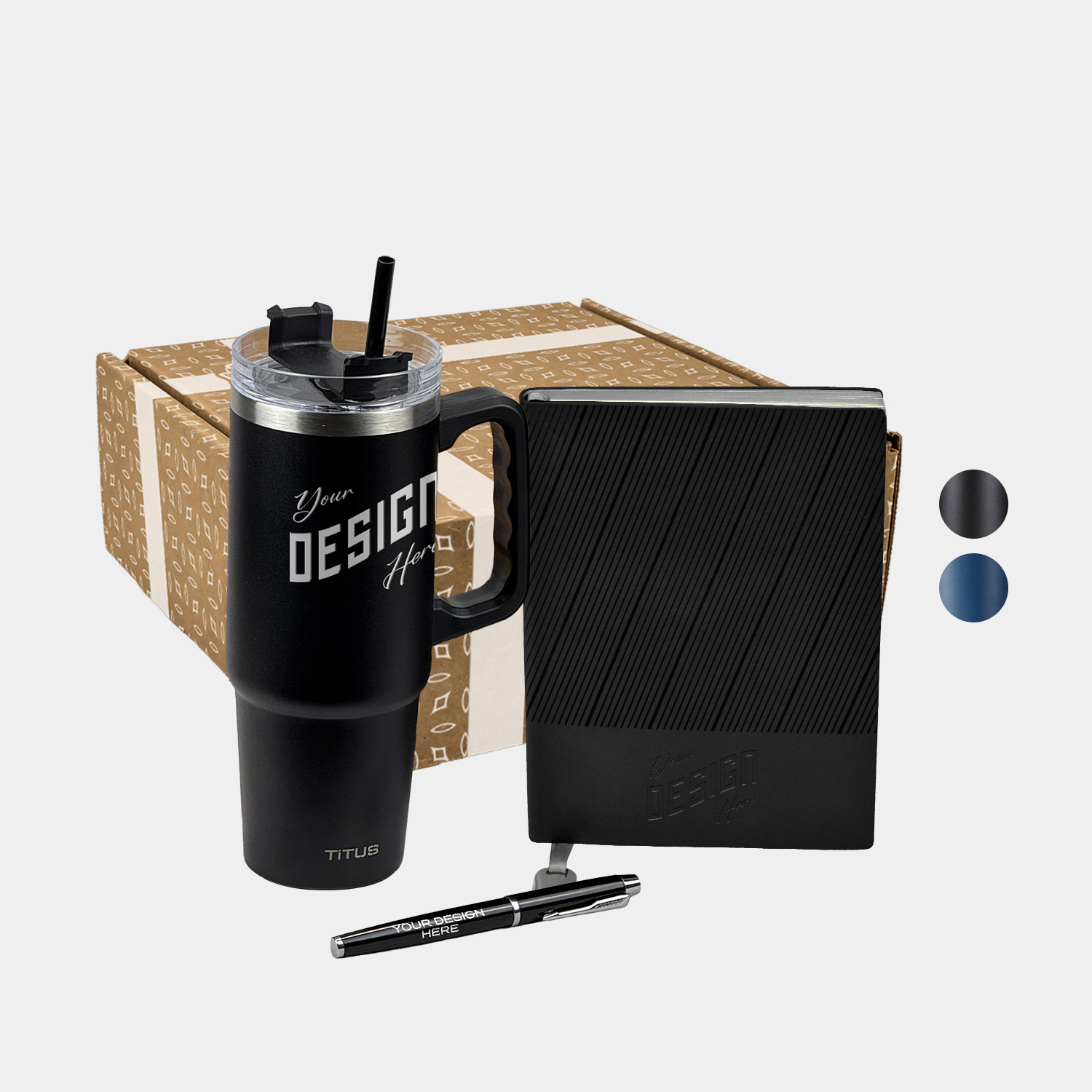 TiTUS® 30 oz Travel Mug, Executive Corduroy Notebook & Pen Gift Set 2
