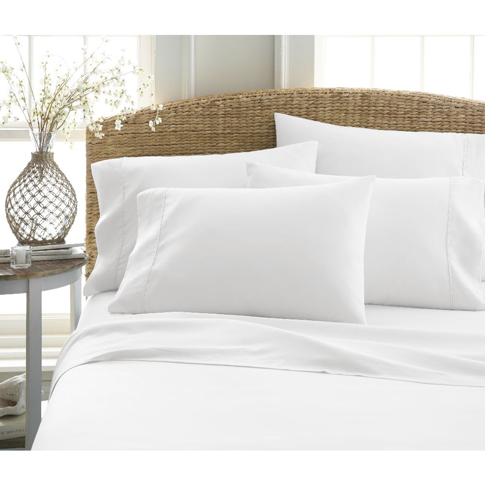 Microfiber Bed Sheet Sets - White Cali King 6 Piece Double-Brushed 1