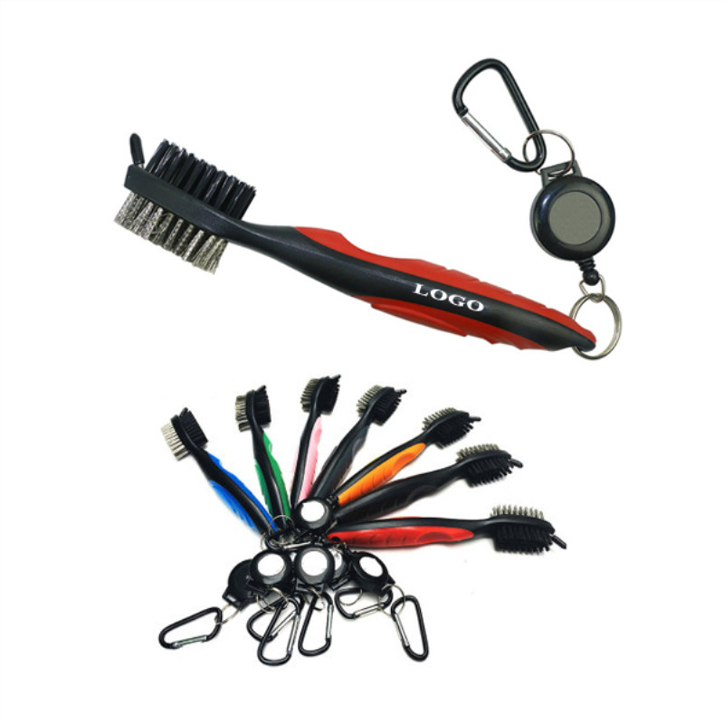 Golf Club Cleaning Brush w/Retractable Clip and Carabiner 1