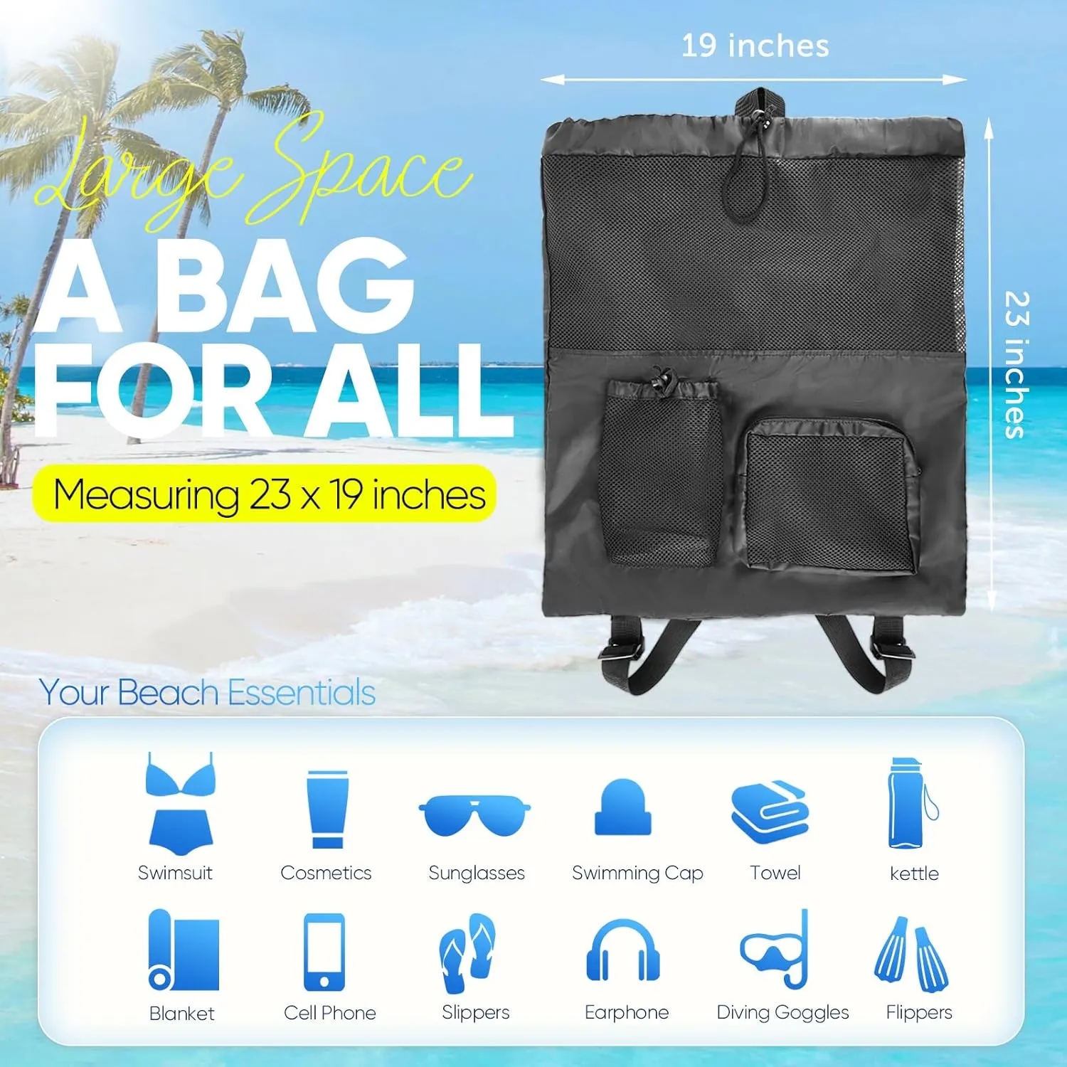 Beach Mesh Drawstring Backpack 6