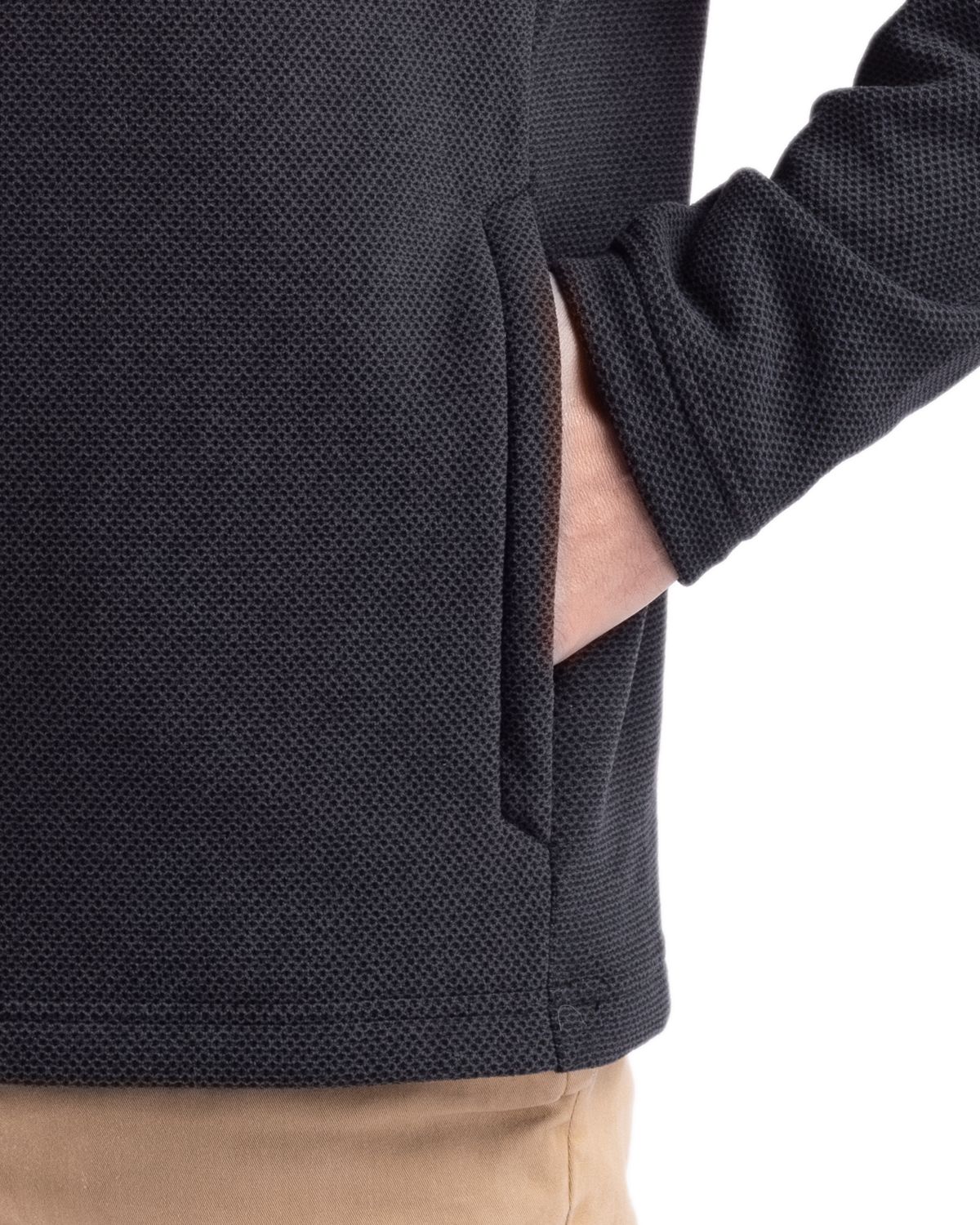 Hunts Point Eco Textured Fleece Recycled Mens Snap Pullover