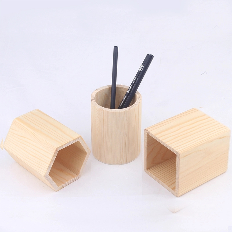 Pine Wood Desk Pen Pencil Holder 4