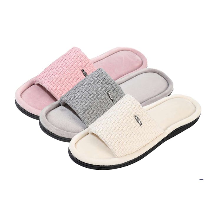 Women's Open Toe Memory Foam House Slippers Assorted S-XL 2