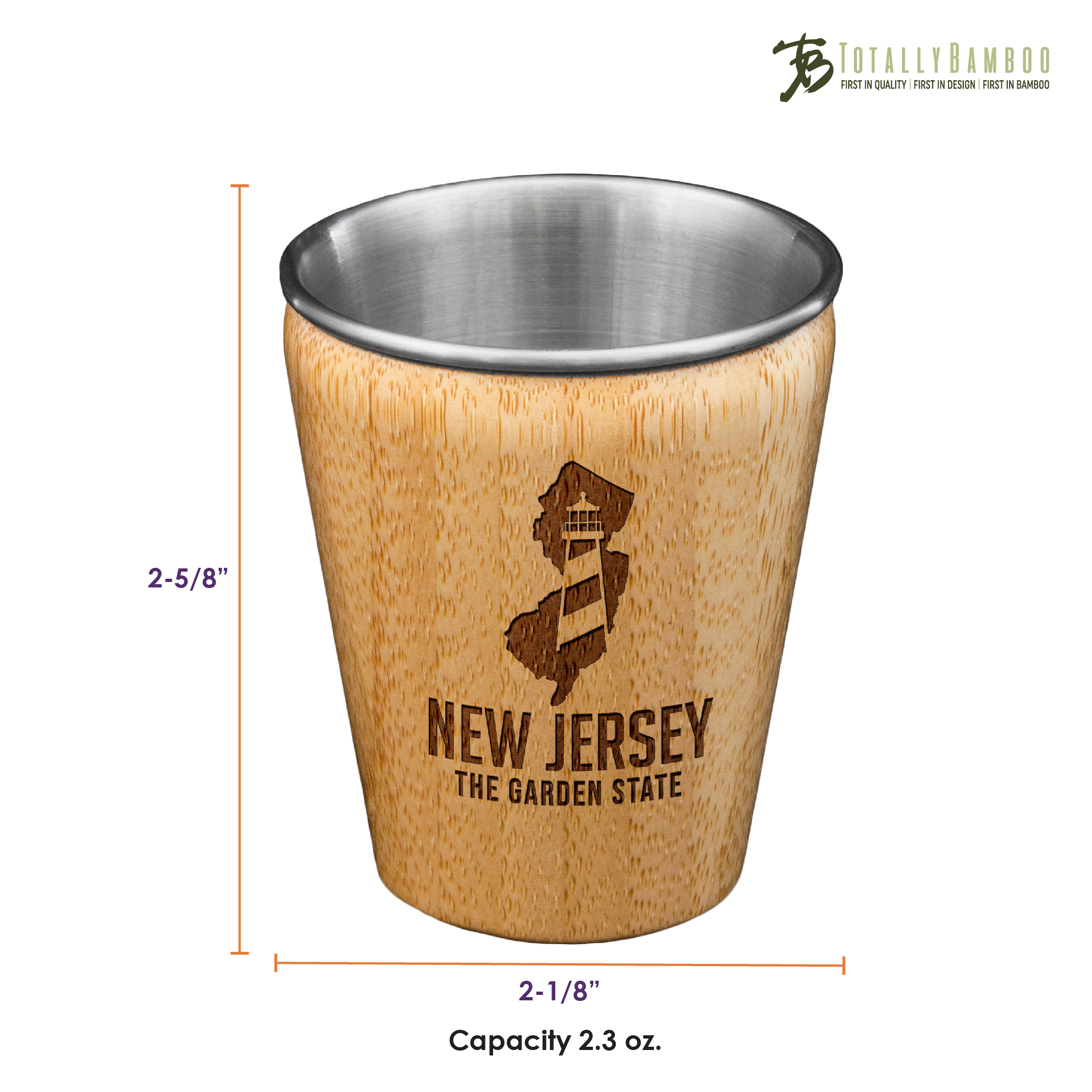 New Jersey State Bamboo and Stainless Steel Shot Glass 1