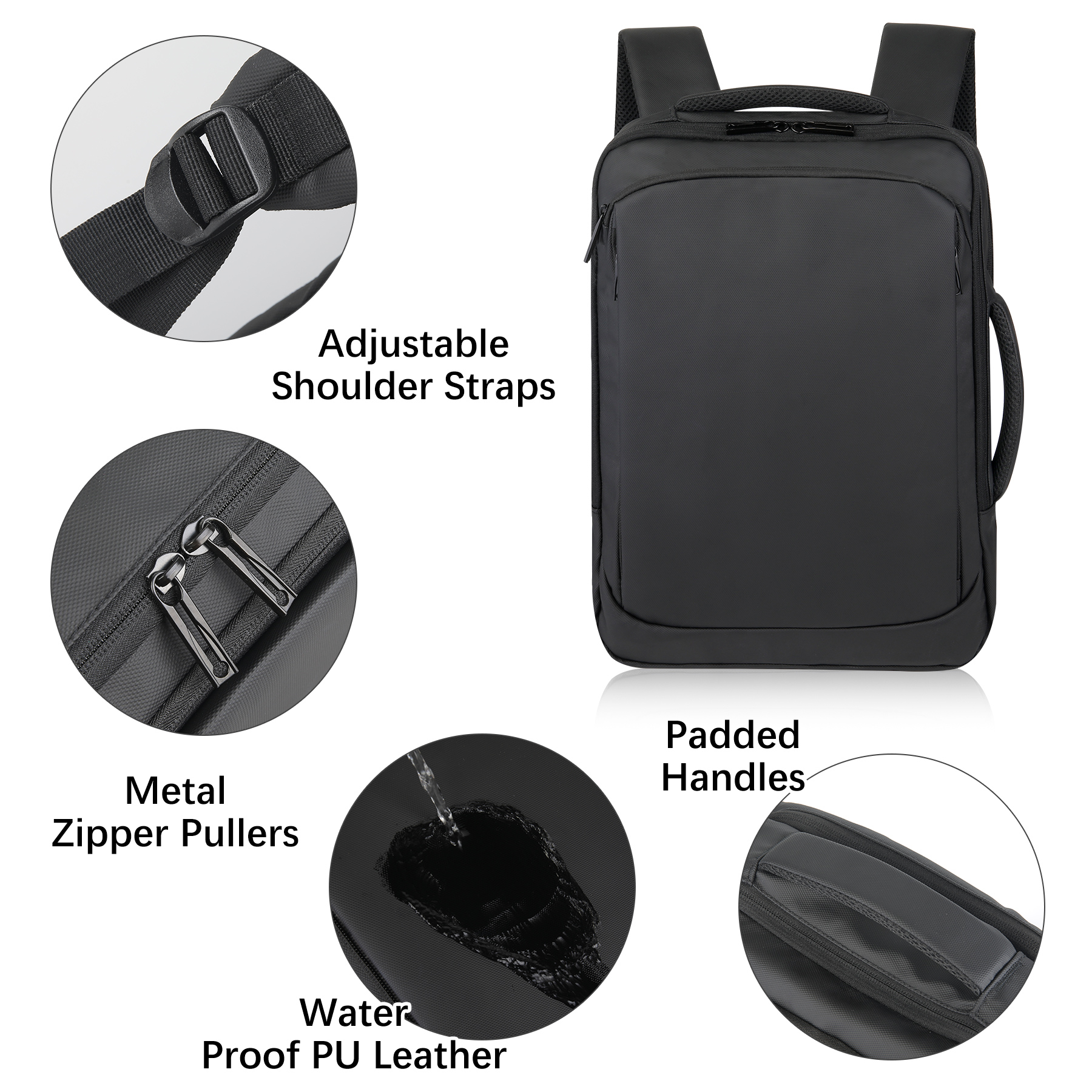 Carry On 3-Way Convertible PU Leather Laptop Backpack 1