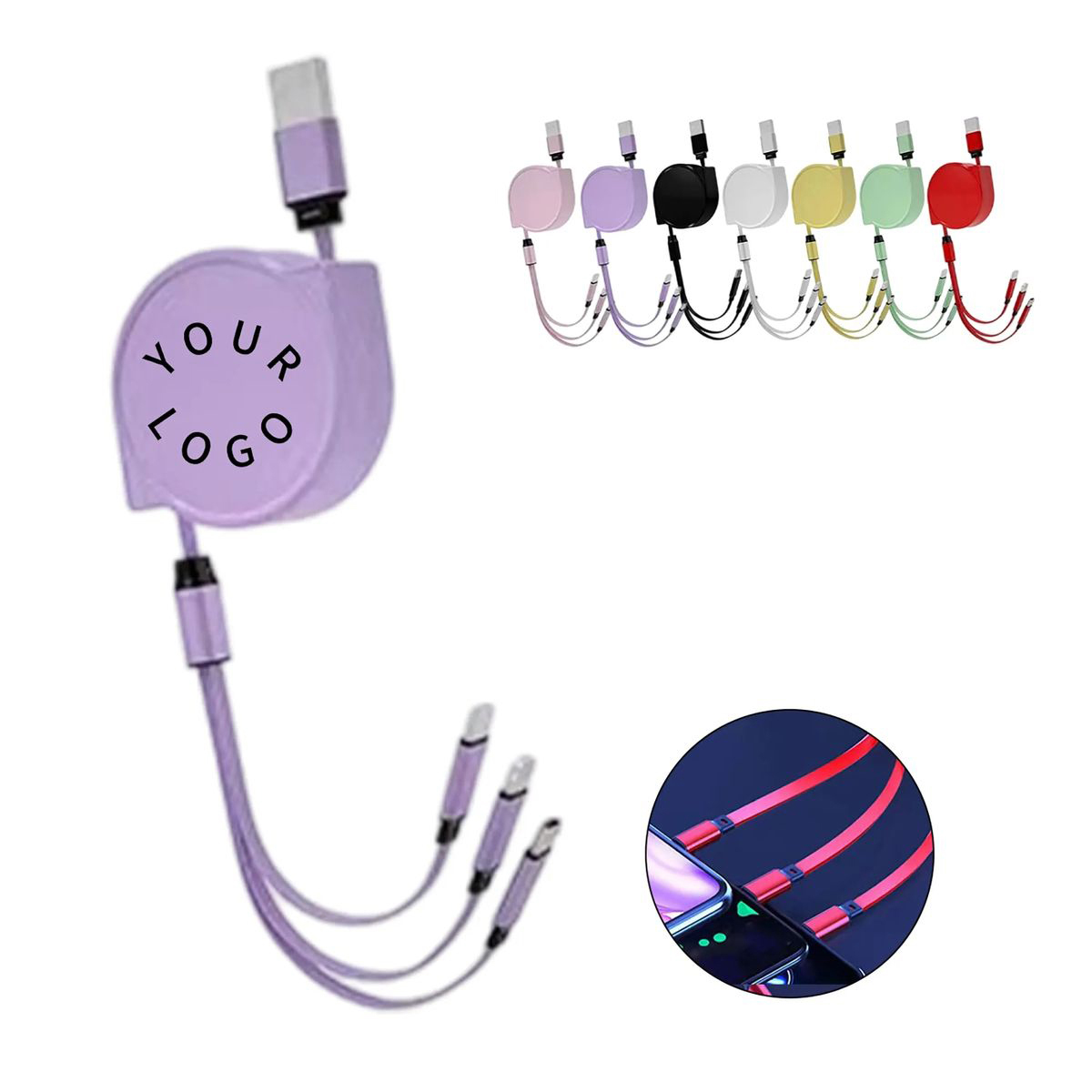 Retractable Three in One Charging Cable 2