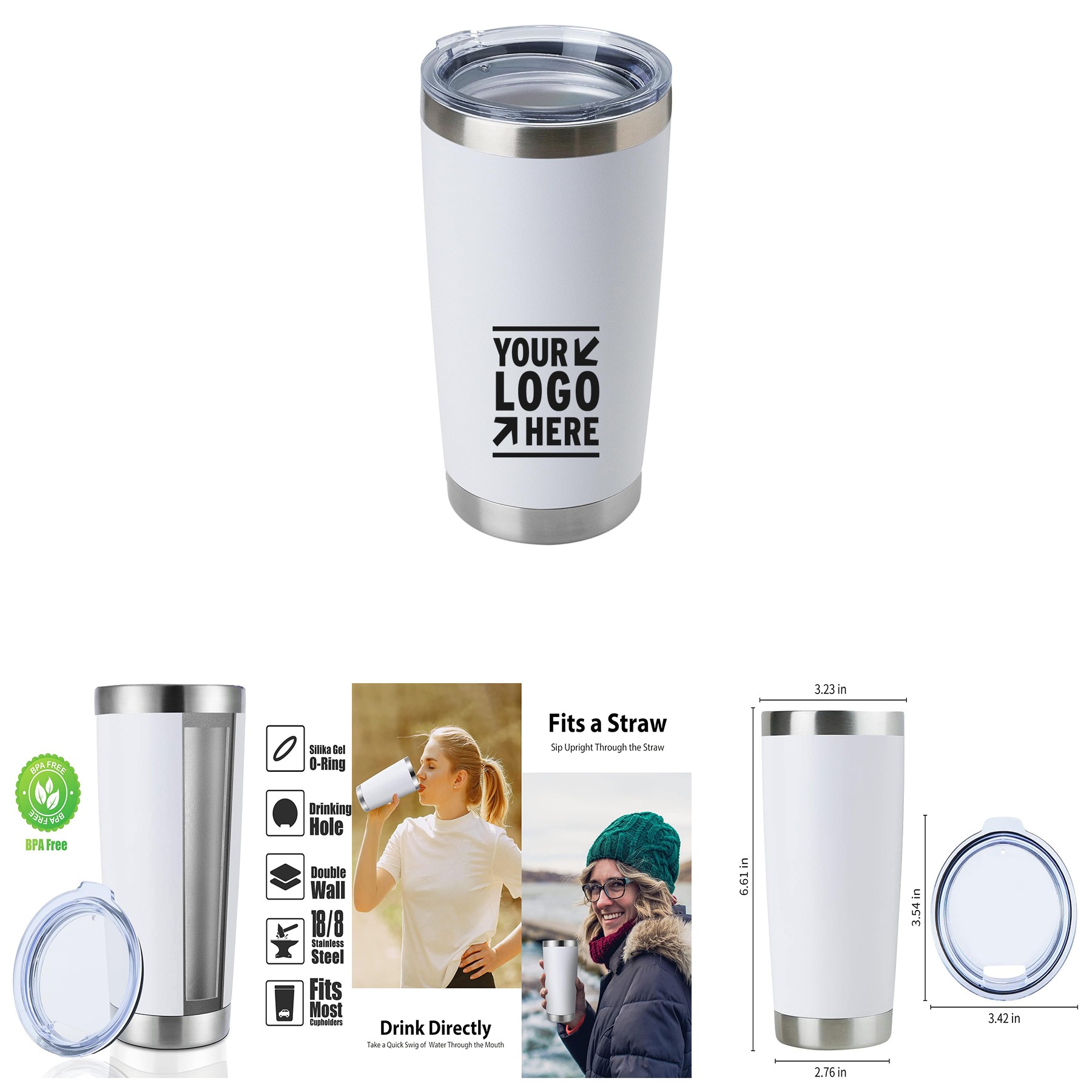 21oz Stainless Steel Tumbler with Lid Bulk Pack