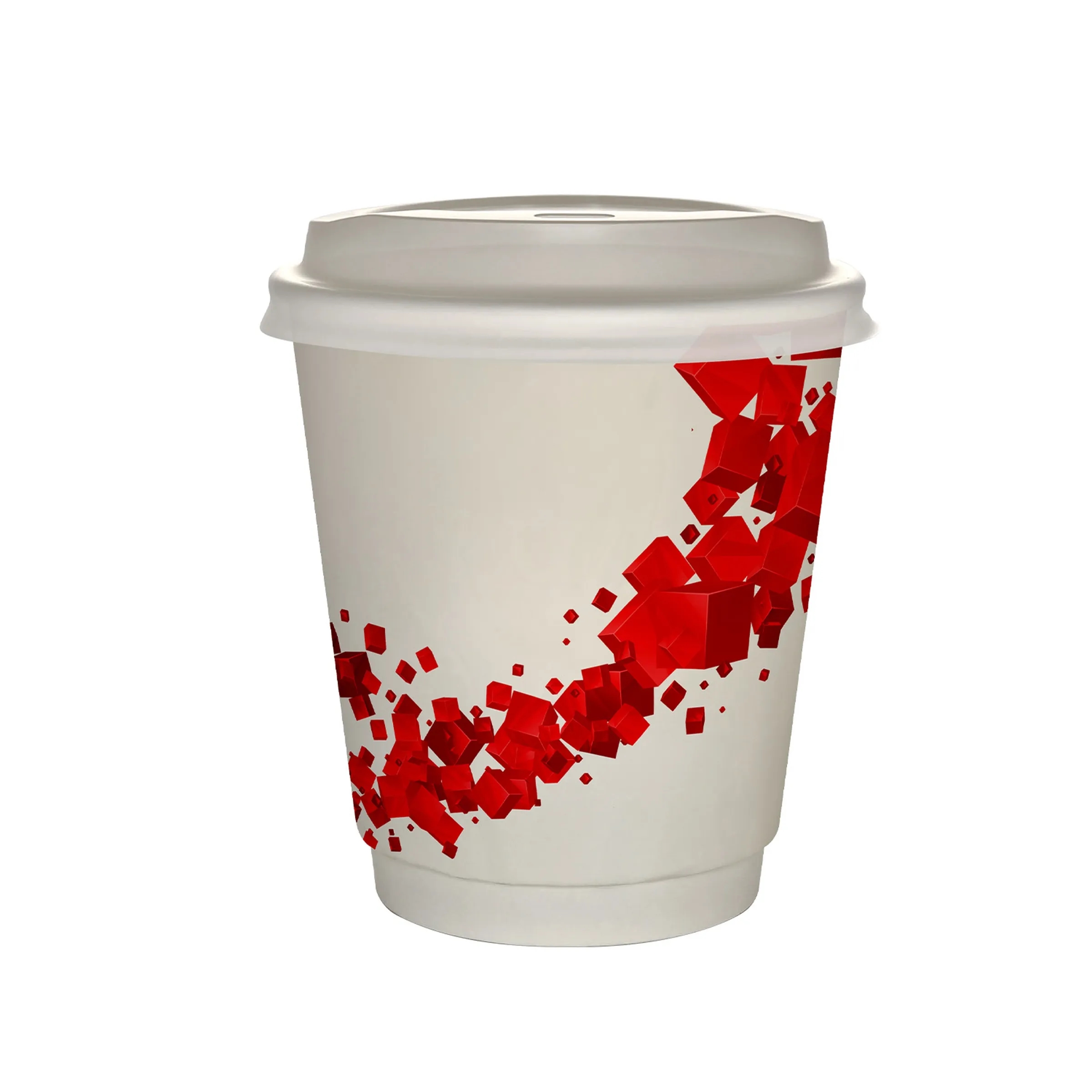 10 oz Full Color Floating Cubes Insulated Paper Cup With Lid 13