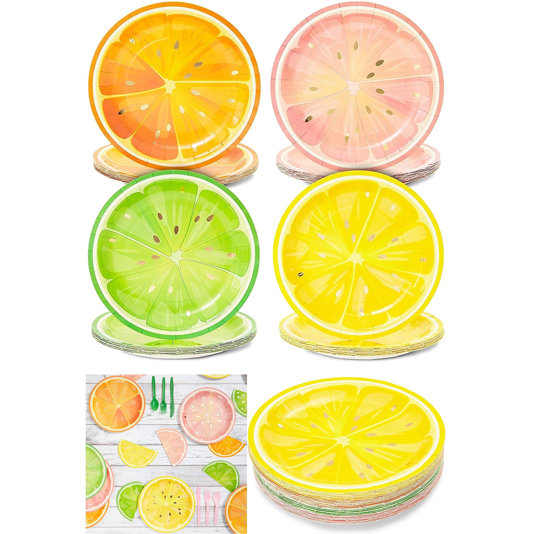 8 Pack Citrus Fruit Party Plate for Summer Celebration 2