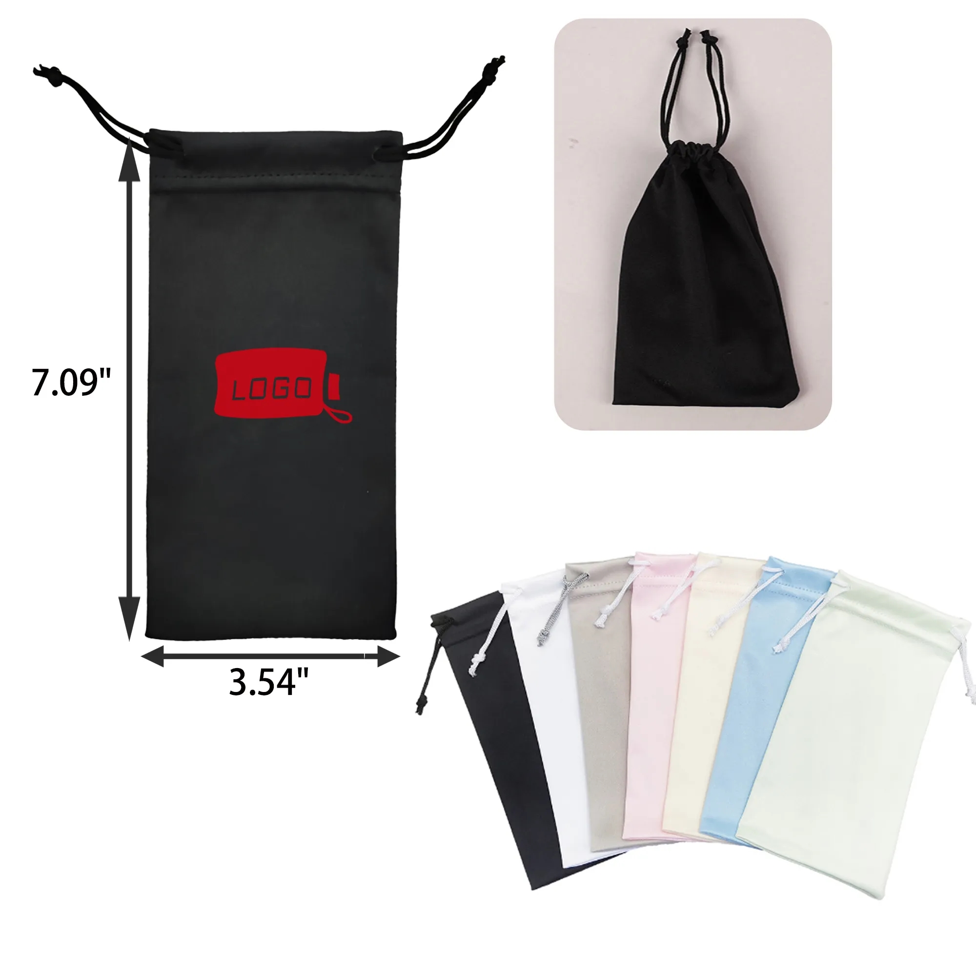 MOQ 50 PCS Microfiber Drawstring Eyeglasses Bag 2
