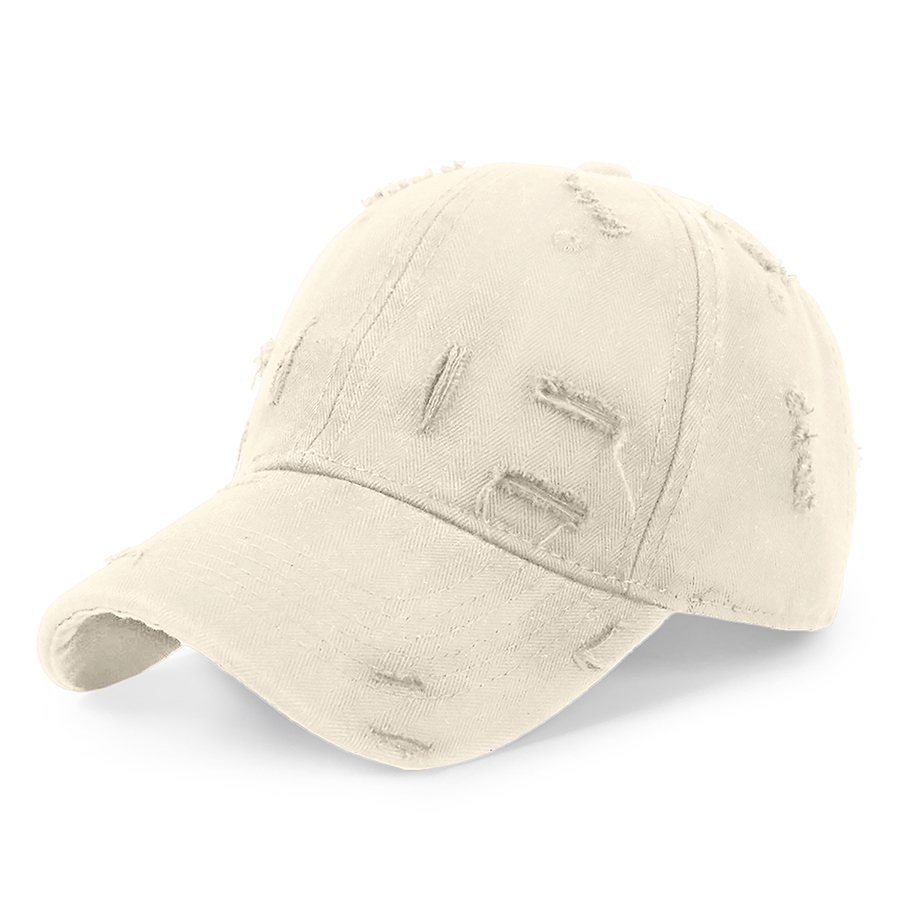 Stock Solid Color Ripped Cotton 6-Panel Baseball Cap 5
