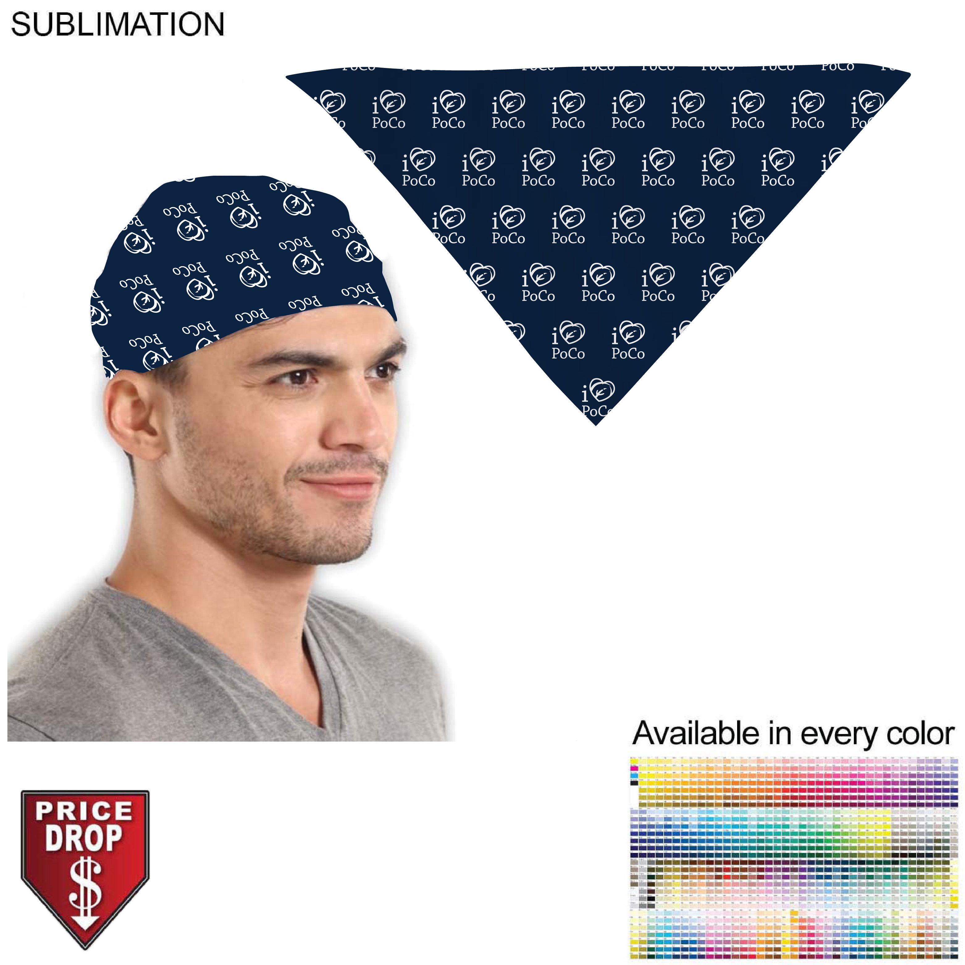 Triangle Bandana, 32x22x22, Stitched Edges, Sublimated Edge to Edge (Decorated in Canada) 3