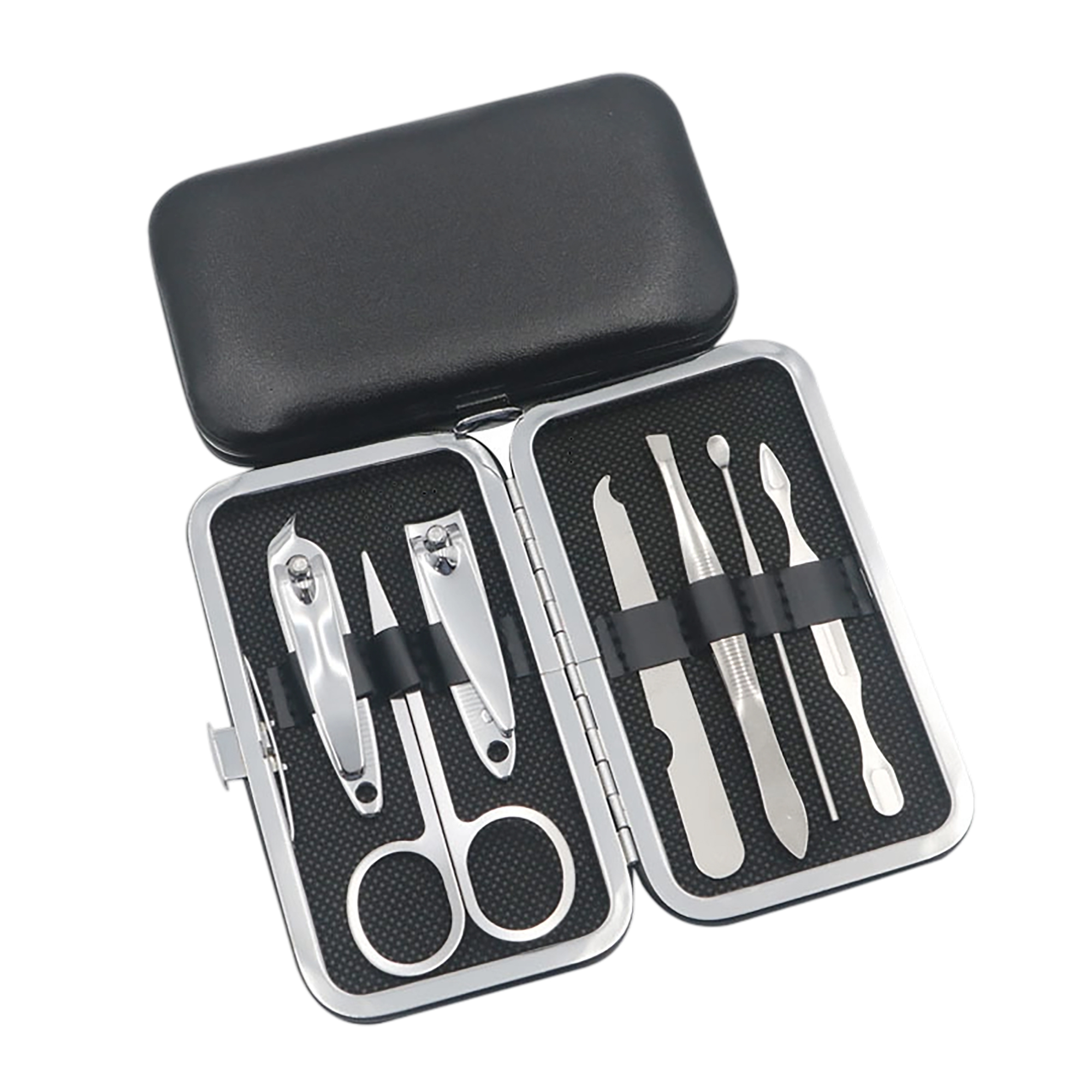 Seven Piece Stainless Steel Manicure Nail Clippers Travel Kit With Case 7