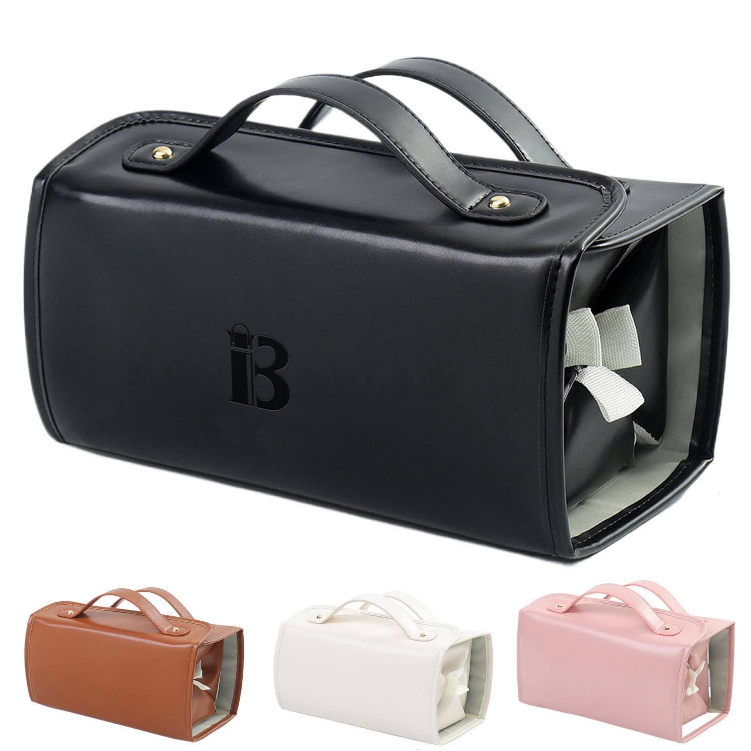 Portable PU Leather Travel Cosmetic Bag Detachable Pouches 5