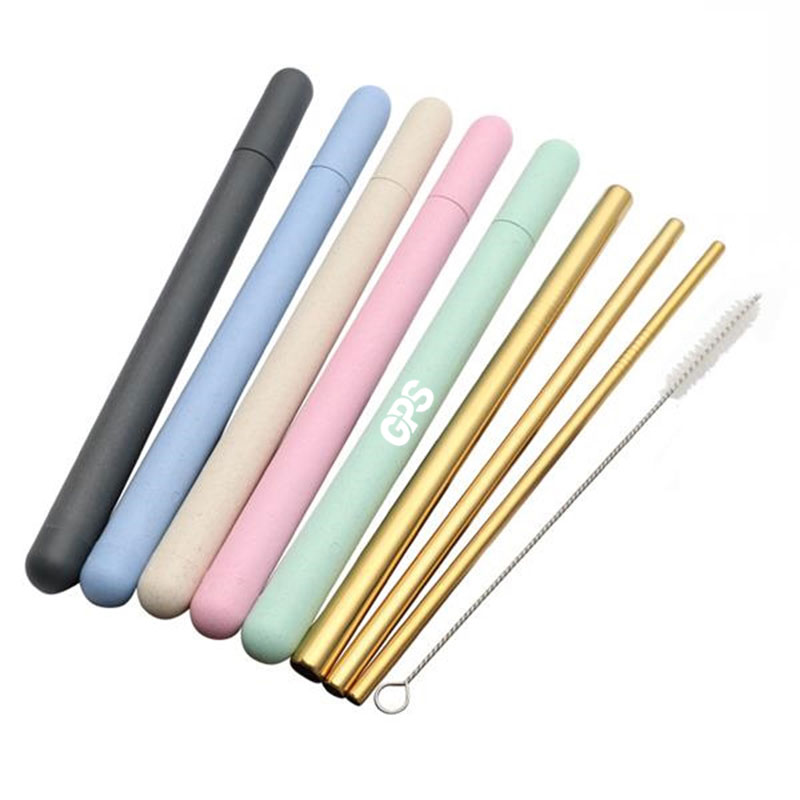 3 PCS Reusable Metal Straws Set 4