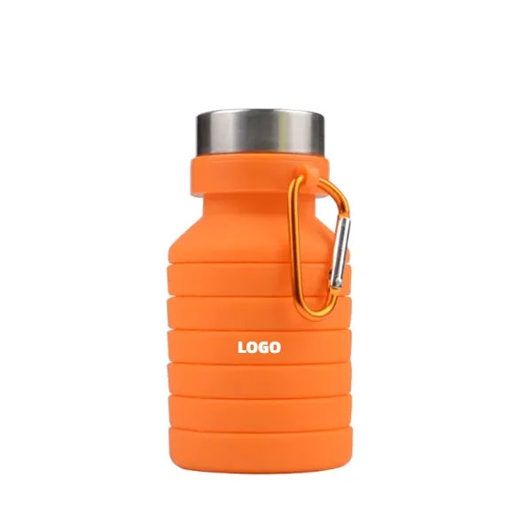 Collapsible Silicone Water Bottle with Carabiner Clip 8