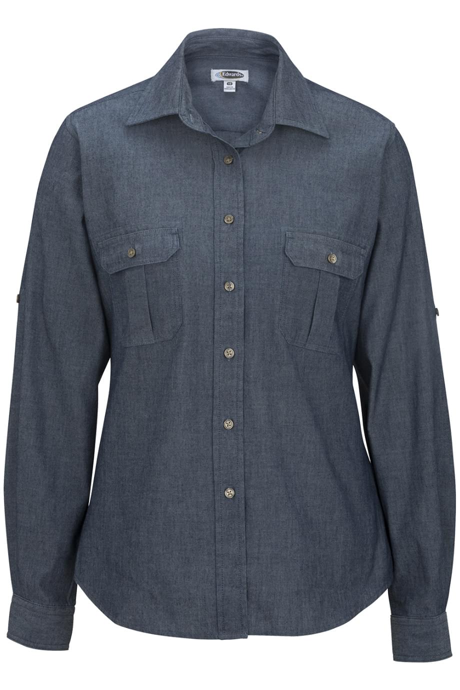 Ladies Chambray Roll Up Sleeve Shirt