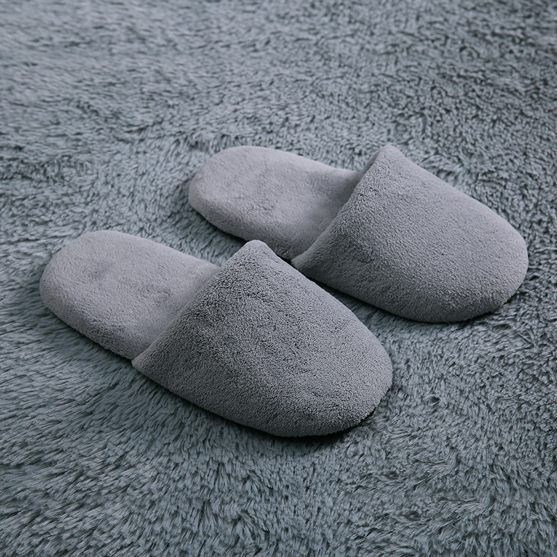 Non-Skid Thicken Coral Fleece Hotel Slippers For Women Men Girls 2
