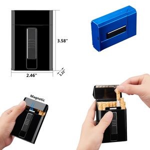 Slim Aluminum Cigarette Case With Magnetic Closure And USB Rechargeable Lighter Top 2