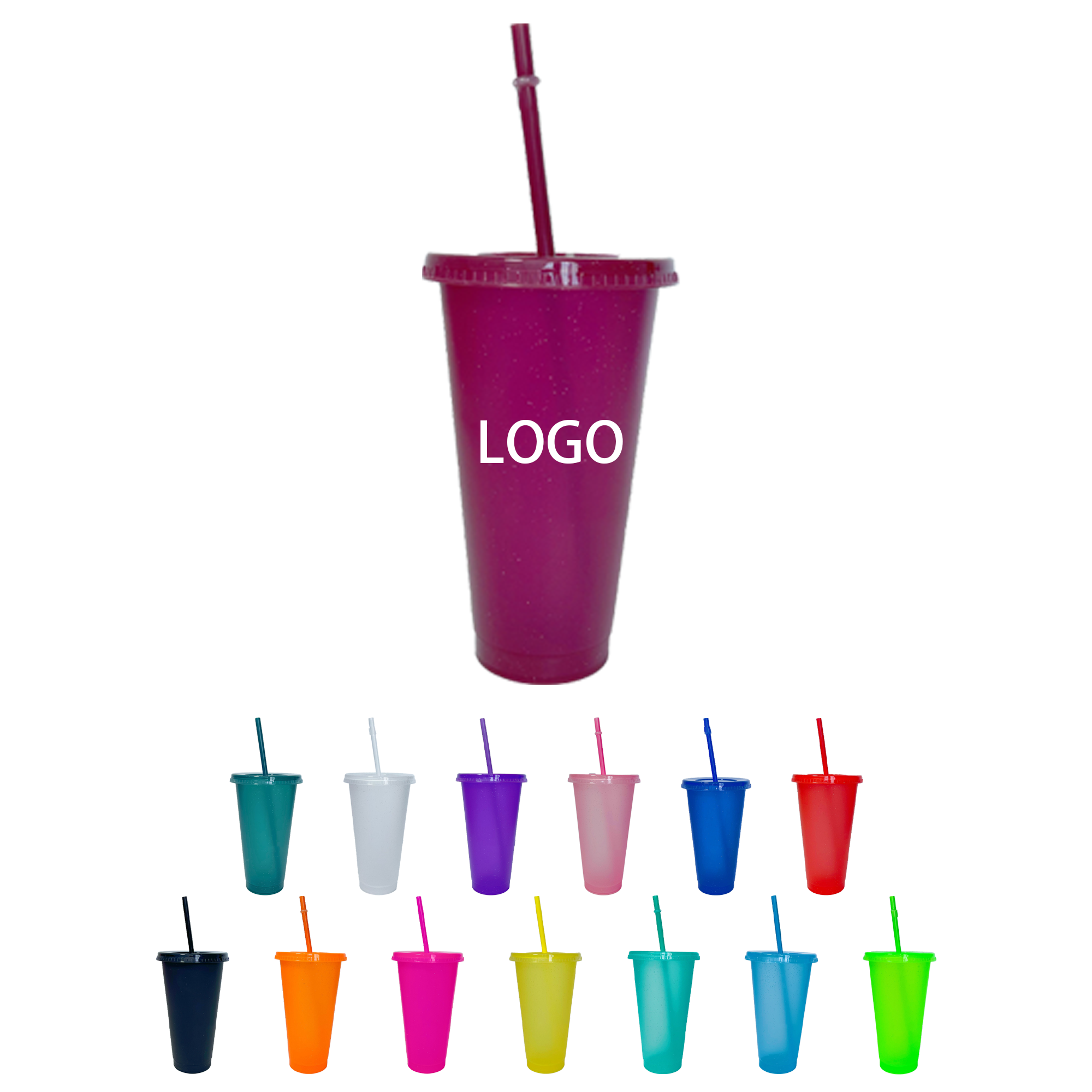 24OZ Glitter Straw Large Tumbler 2