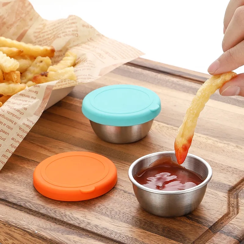 1.7 Oz Stainless Steel Sauce Cups With Silicone Cover 2