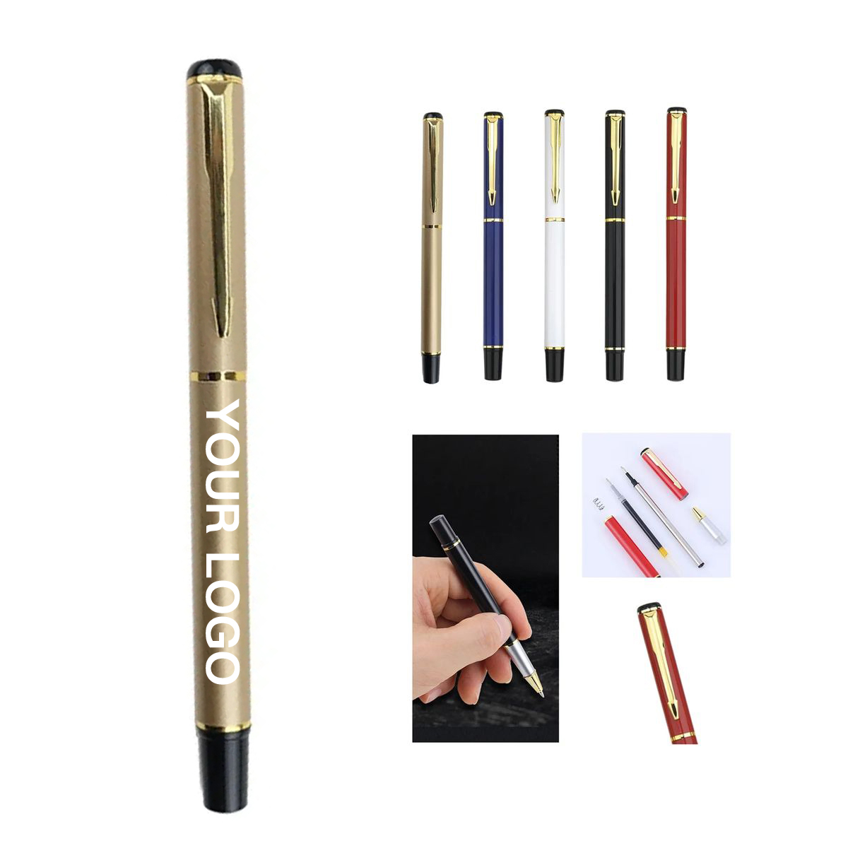 Metal Ballpoint Pen with Smooth Black Ink Cartridge 1