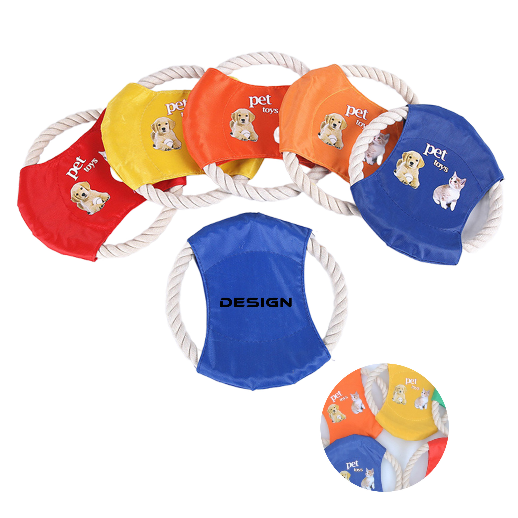 MOQ 50 Durable Cotton Rope Flying disc Dog Chew Toy for Pets 2