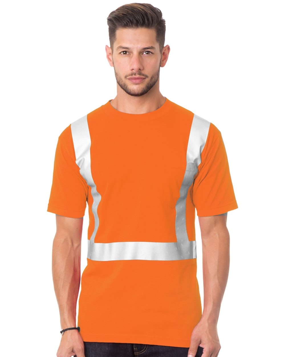 Unisex USA-Made 50/50 High Visibility Pocket T-Shirt - 3772 3