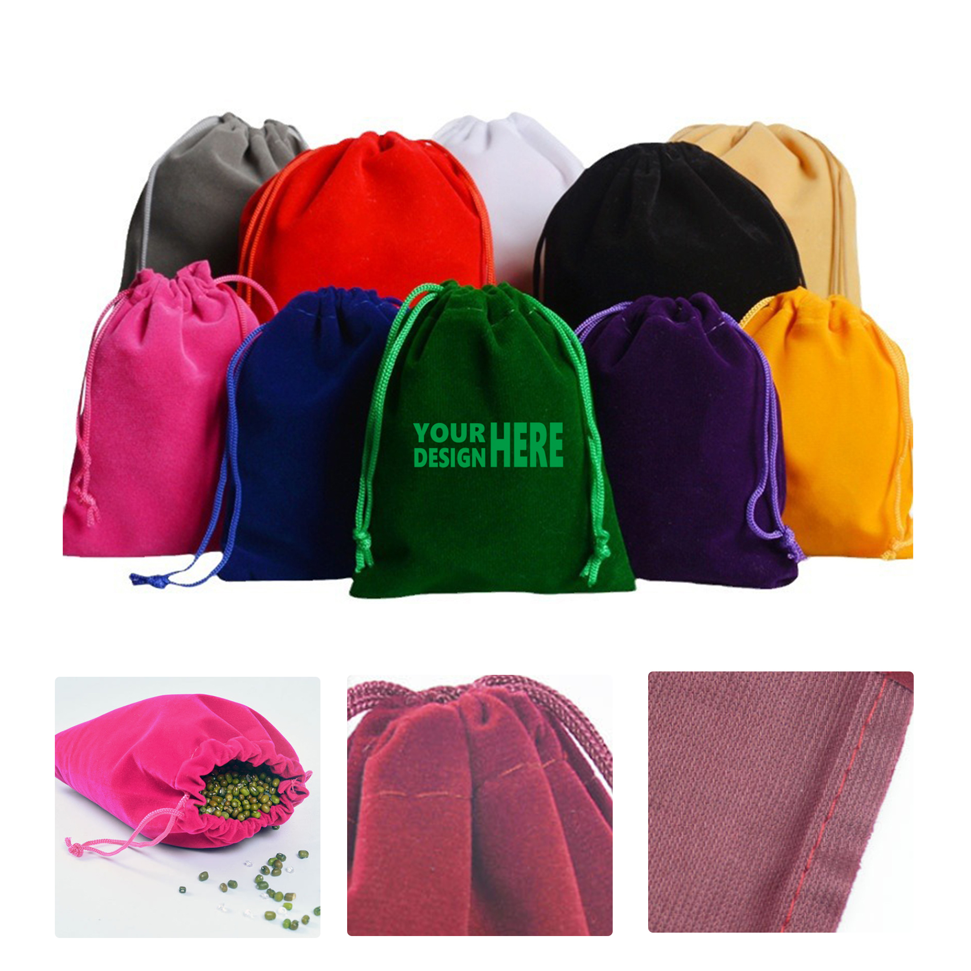 MOQ 50 Velvet Drawstring Pouch for Jewelry Gift Packaging 1