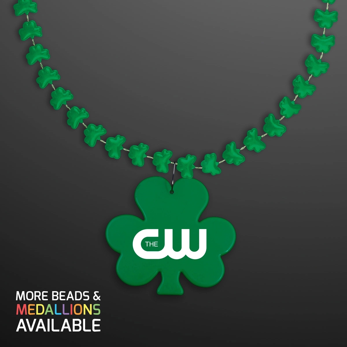 Rounded Mini Shamrocks Bead Necklace with Medallion 2