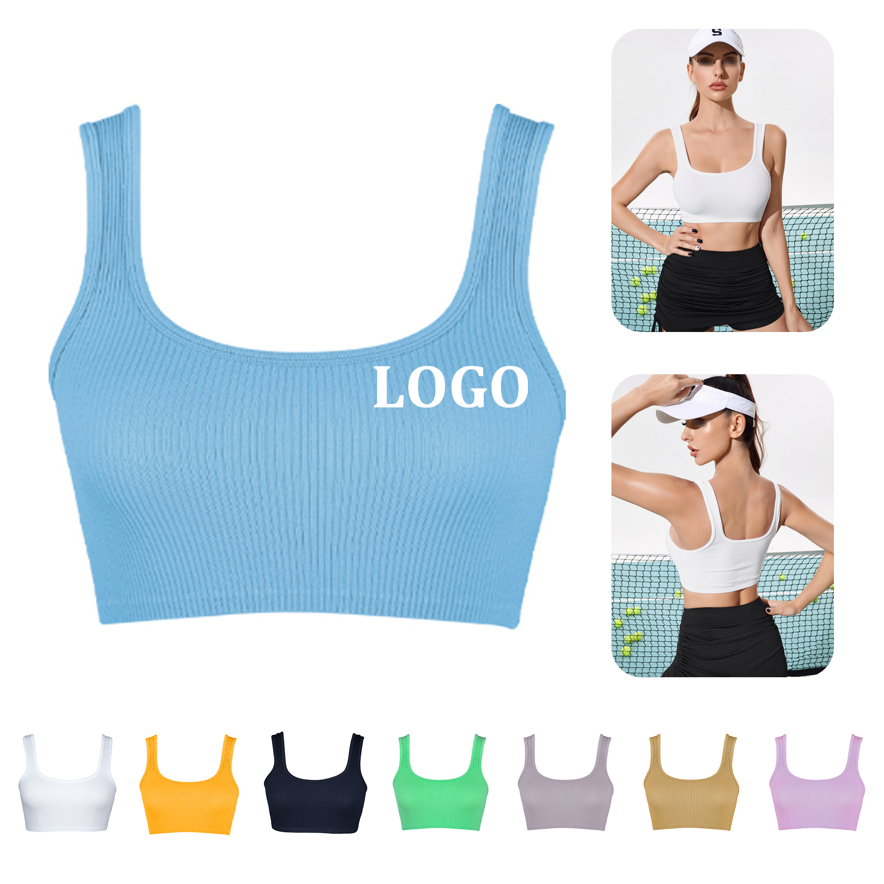 Womens Ribbed Longline Sports Bra 6