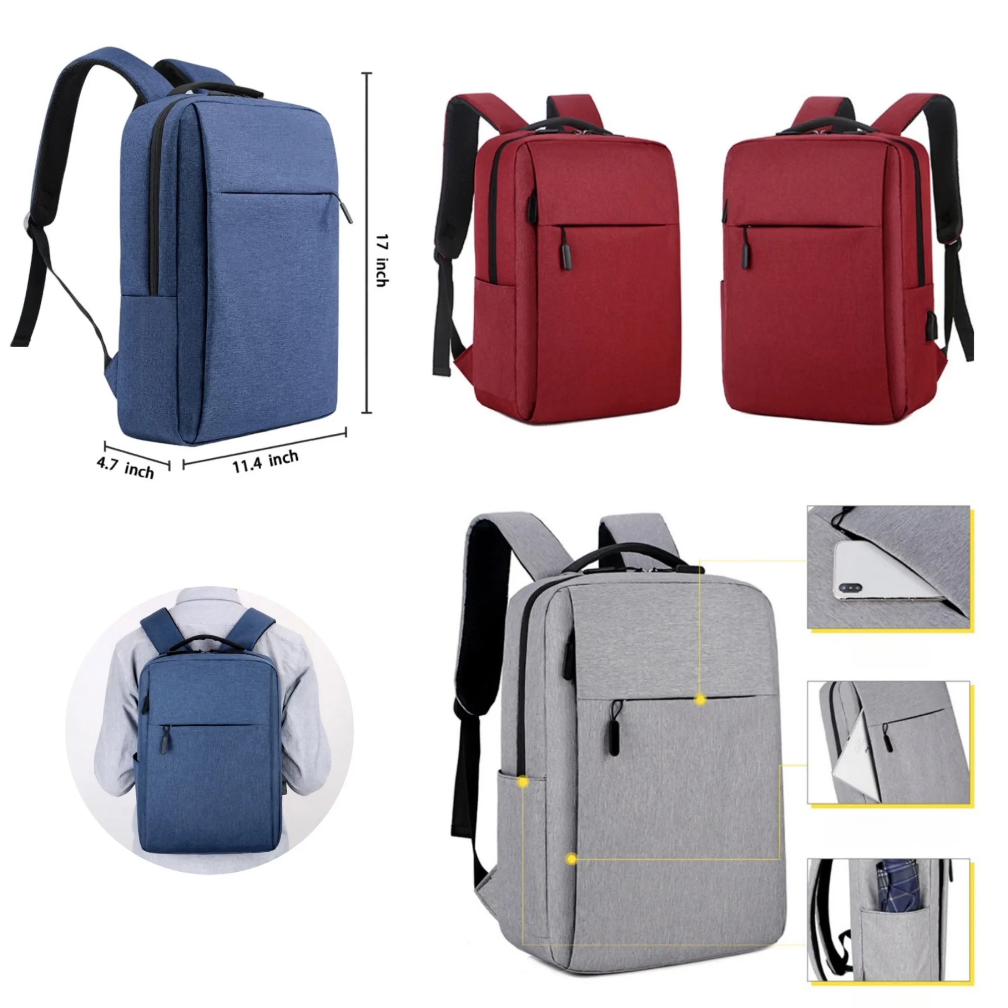 Business Laptop Backpack with USB Charging 10