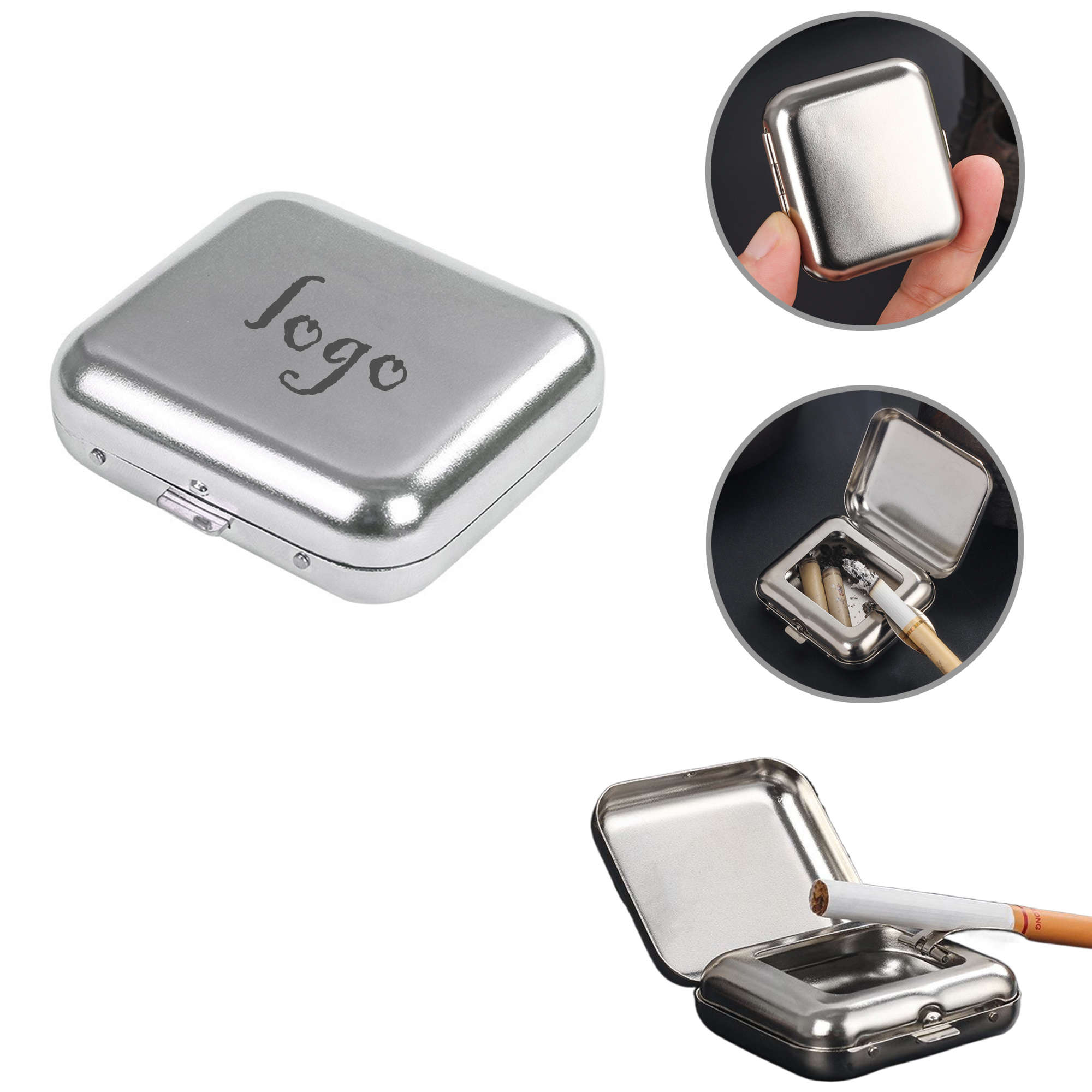 MOQ50 Portable Metal Pocket Ashtray For Travel 3