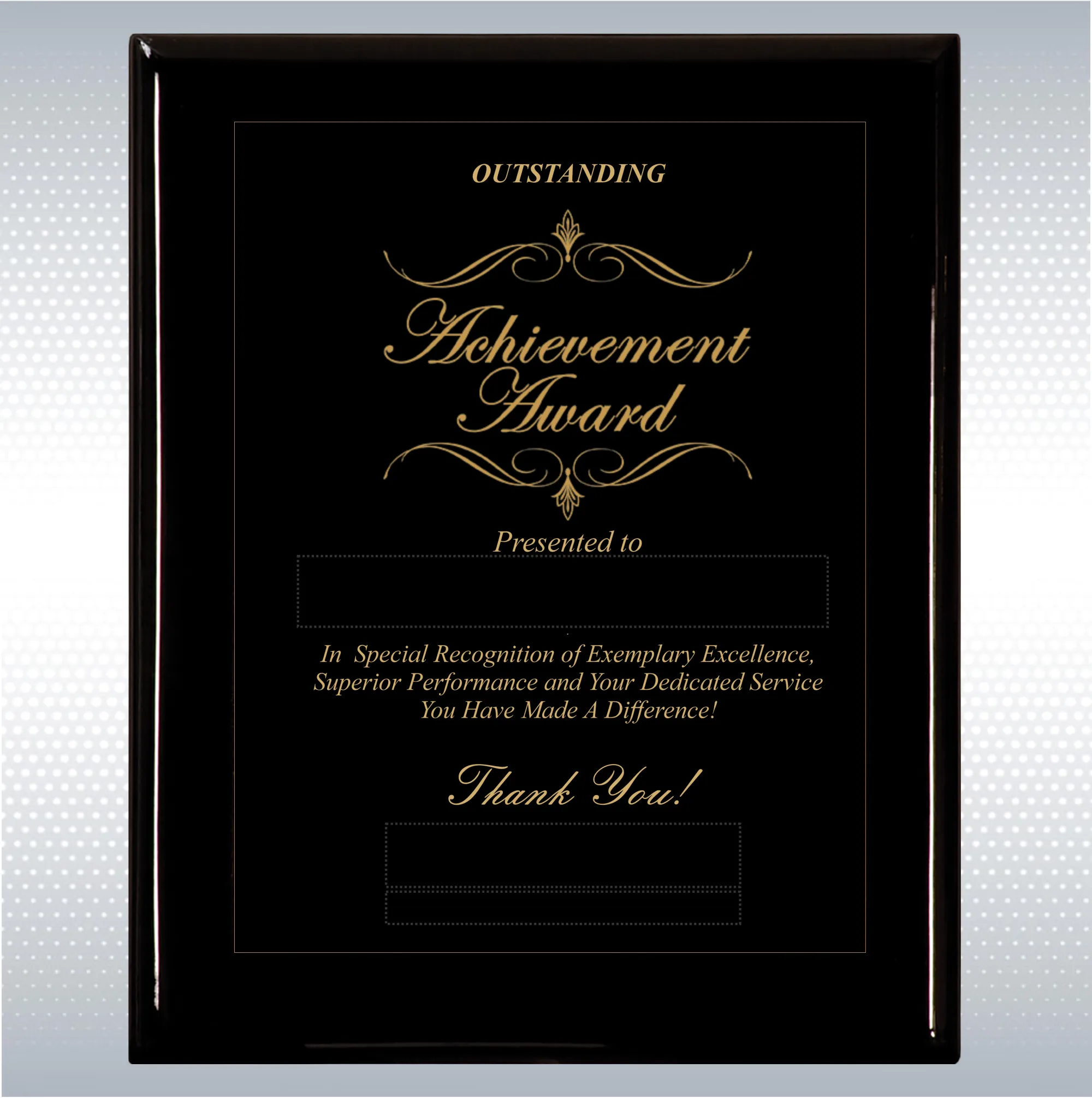 Black Piano Finish Wood Excellence, Achievement Plaque 19
