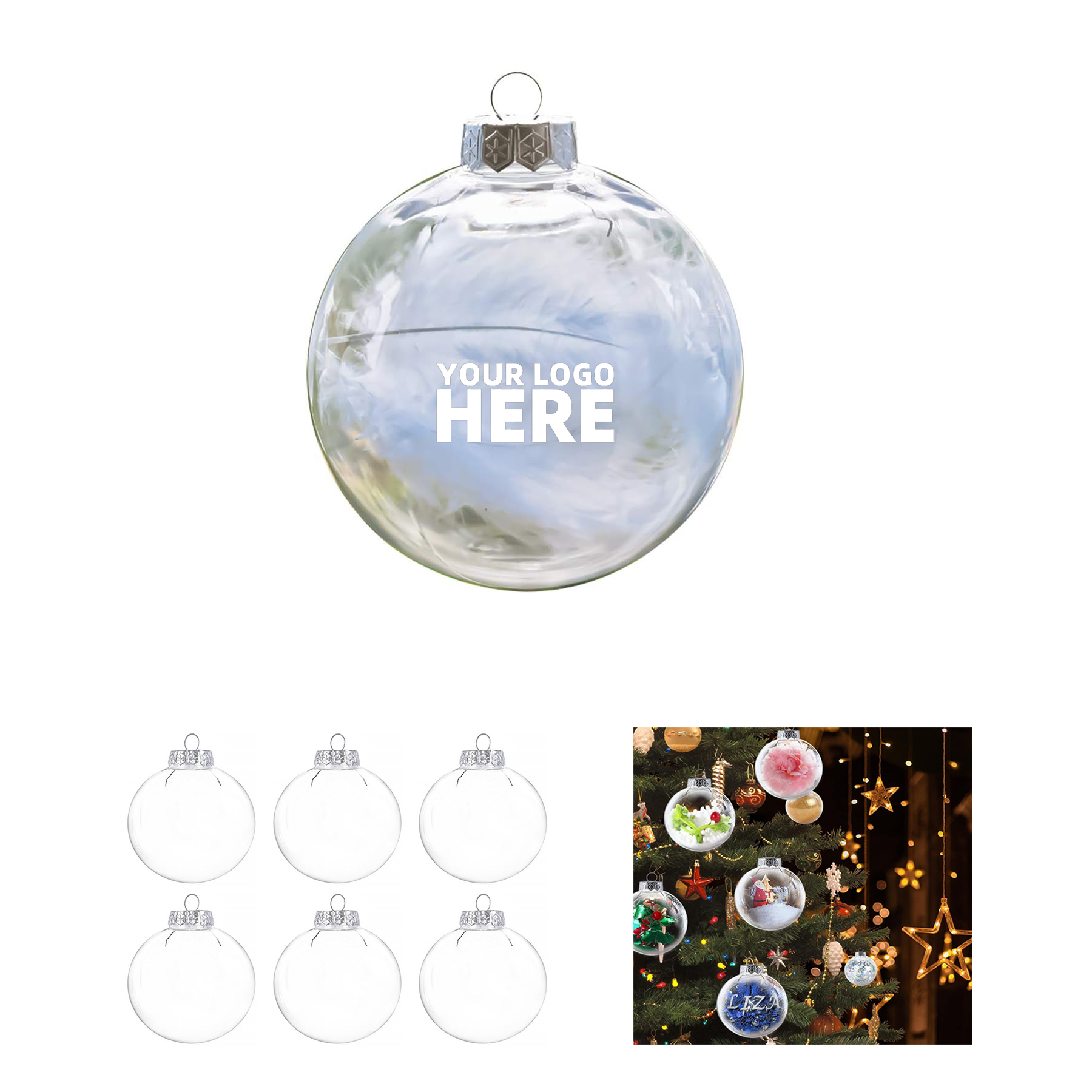 Clear Plastic Fillable Ornament Ball 2