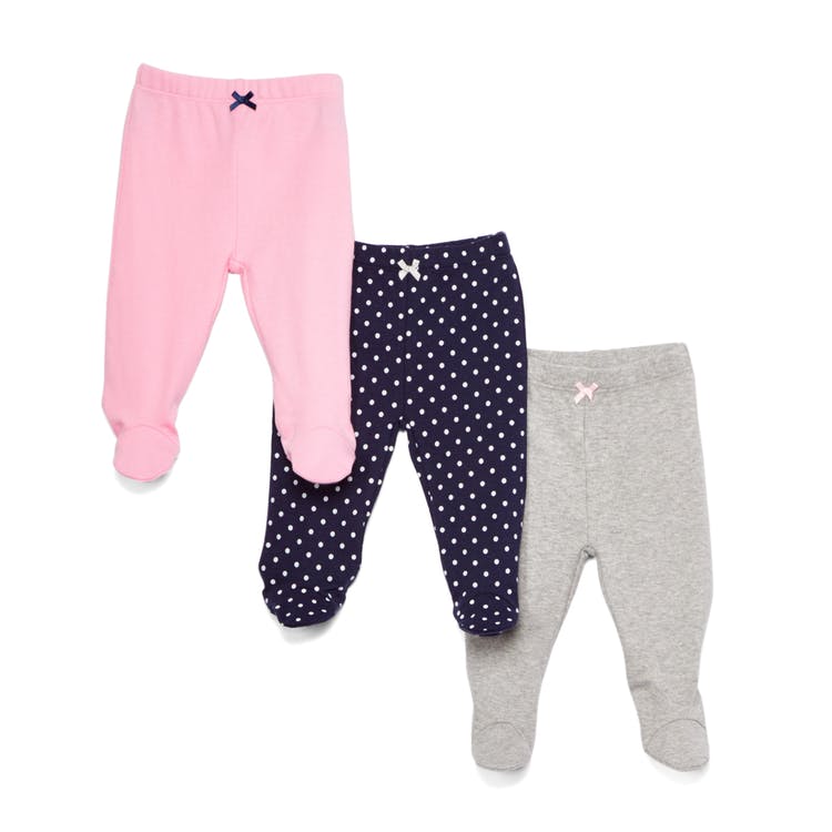 Baby Footed Pants - Pink 9 Months 3 Pack 2