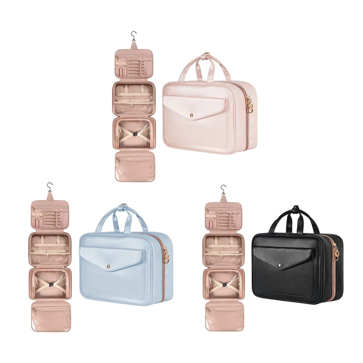 Pink Travel Toiletry Hanging Bag for Women 4