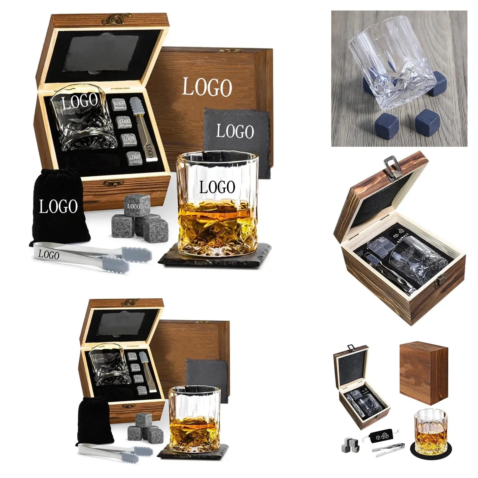 Business Whisky Gift Set, custom glassware with logo imprint 3