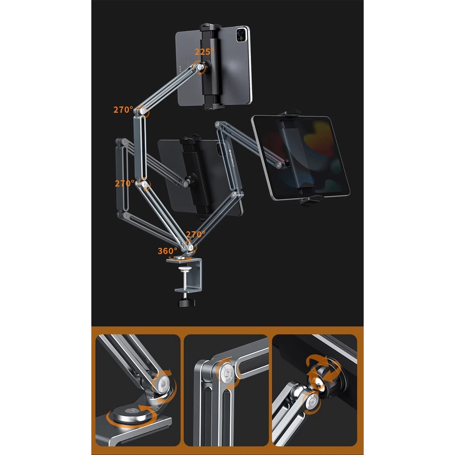 2in1 Tablet Holder for Desk Bed Cabinet 8